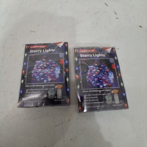 2 LAMPHOME BATTERY OPERATED PATRIOTIC 100 LED FAIRY LIGHTS - 33FT - RED/WHITE/BLUE image 4