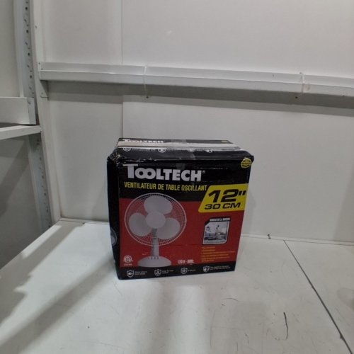TOOLTECH 3-SPEED OSCILLATING DESK FAN - 12" - WHITE (MODEL: 100076) image 4