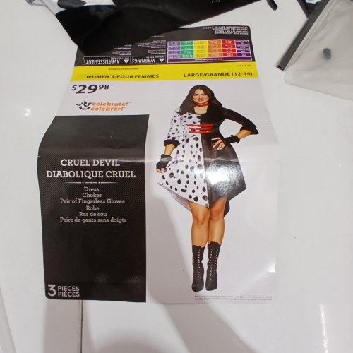 3PC WOMEN'S WAY TO CELEBRATE CRUEL DEVIL COSTUME SET - LARGE (12-14) - BLACK/WHITE/RED image 3