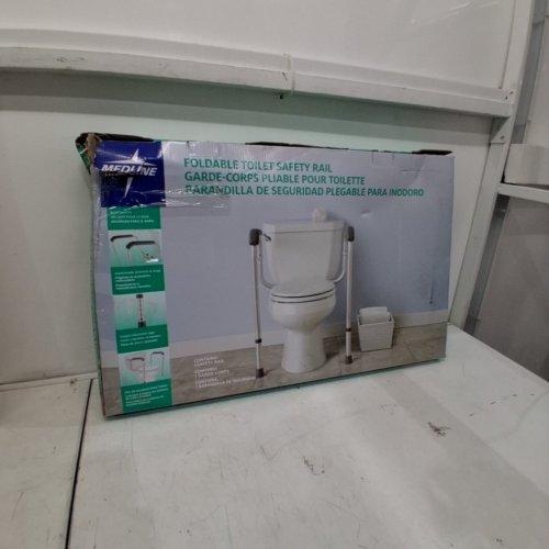 MEDLINE FOLDABLE TOILET SAFETY RAIL - 250LBS CAPACITY - SILVER AND GREY - (MODEL: MDS86100RF) image 4