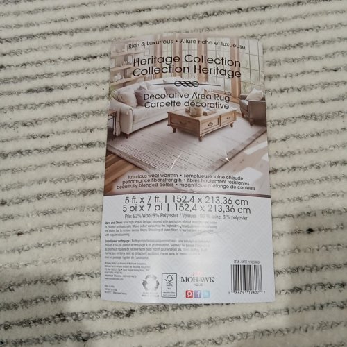 MOHAWK HOME HERITAGE COLLECTION DECORATIVE AREA RUG - 5FT X 7FT - WHITE / GREY (MODEL:1985988) image 3