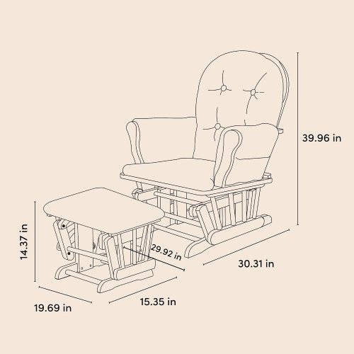 STORKCRAFT HOOP GLIDER AND OTTOMAN - 39.96" X 30.31"; OTTOMAN 19.69" X 15.35" X 14.37" - NATURAL AND PINK - (MODEL: 06550-665-DF) image 2