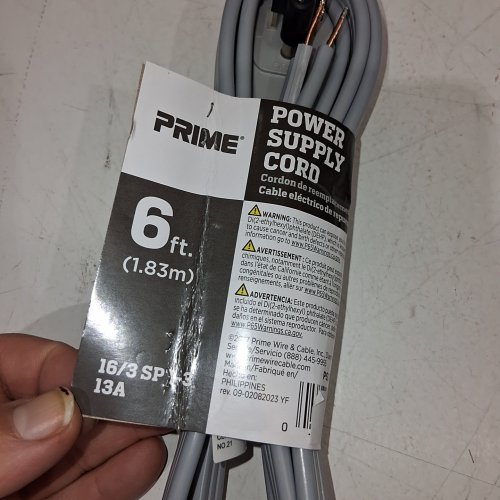 3PK PRIME POWER SUPPLY CORD - 6FT, 16/3 SPT-3, 13A - GRAY (MODEL: PS210606) image 2
