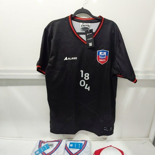 ALASO HAITI WORLD CUP SOCCER JERSEY -EXTRA LARGE - BLACK image 2