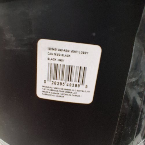 UMBRA VENTI SWING TOP KITCHEN TRASH CAN - 16 GAL- BLACK (MODEL: 086758-047-REM) image 2