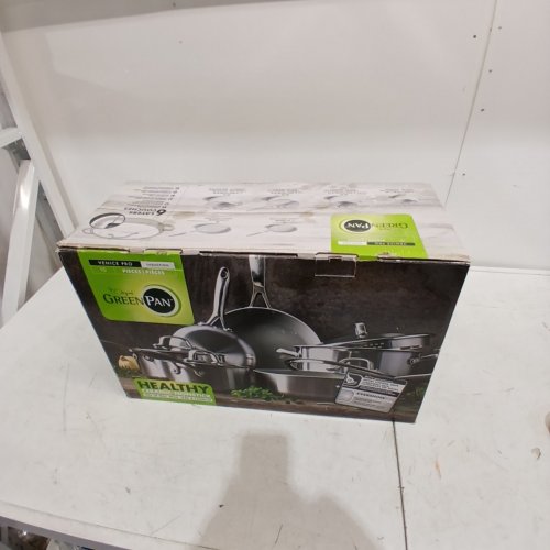 10PC GREENPAN VENICE PRO NONSTICK HEALTHY CERAMIC COOKWARE POTS & PANS SET - STAINLESS STEEL (ITEM: CC00018-002) image 8