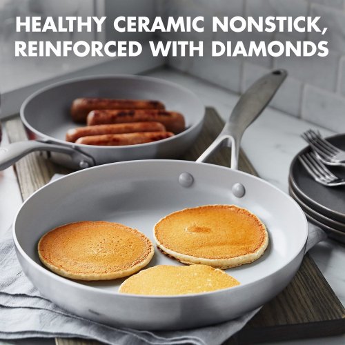 10PC GREENPAN VENICE PRO NONSTICK HEALTHY CERAMIC COOKWARE POTS & PANS SET - STAINLESS STEEL (ITEM: CC00018-002) image 2