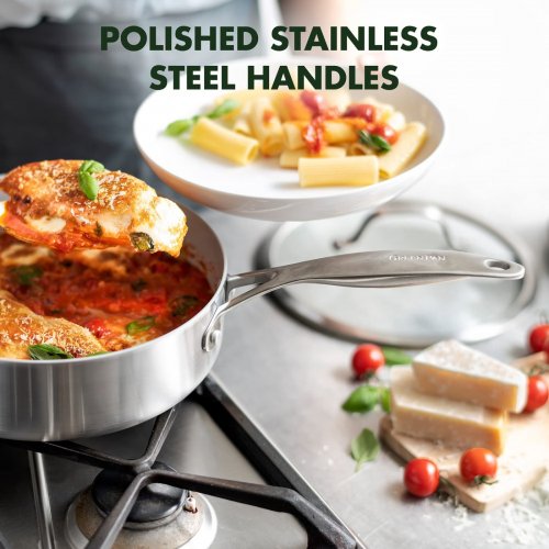 10PC GREENPAN VENICE PRO NONSTICK HEALTHY CERAMIC COOKWARE POTS & PANS SET - STAINLESS STEEL (ITEM: CC00018-002) image 3
