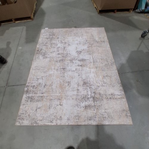 BERTHMEER MODERN ABSTRACT NON-SLIP WASHABLE DISTRESSED FARMHOUSE AREA RUG -5FT X 7FT - BEIGE image 2