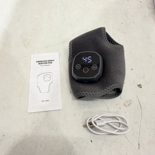 CORDLESS RECHARGEABLE ANKLE MASSAGER WITH HEAT AND VIBRATION - GREY (MODEL: CH-1616) image 2
