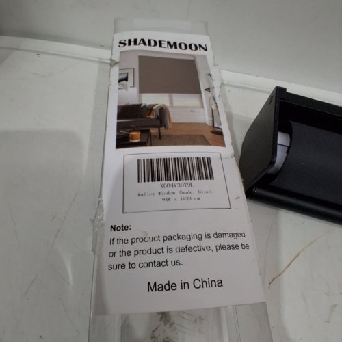 SHADEMOON CORDLESS BLACKOUT PULL DOWN ROLLER SHADES WITH THERMAL INSULATED FABRIC - 36" X 72" - BLACK image 2