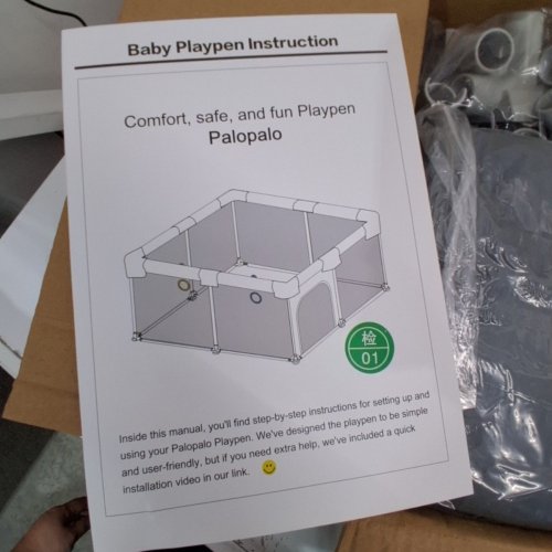 PALOPALO INDOOR BABY PLAYPEN - 50"X 50" - GREY (MODEL- PL-BWL-005) image 3