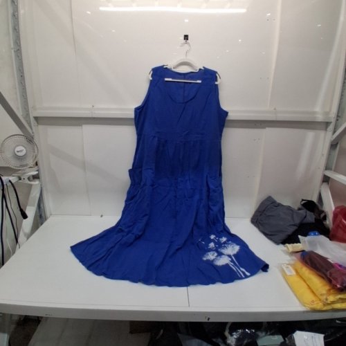 WOMEN'S SLEEVELESS LINEN MAXI DRESS WITH POCKETS - 4XL - BLUE image 2