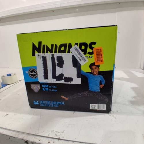 44PK BOY'S NINJAMAS LEAKPROOF DISPOSABLE NIGHTTIME UNDERWEAR - SMALL/MEDIUM (38-70LBS) image 2