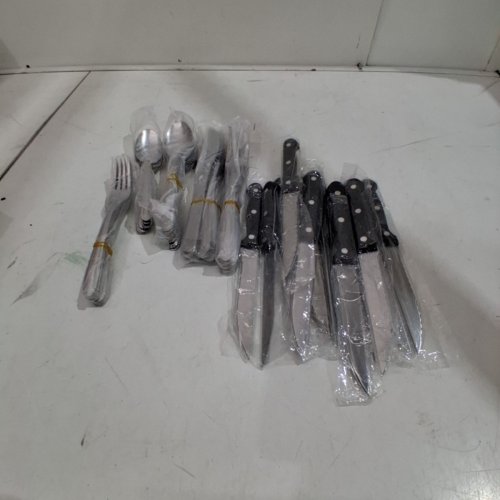 72PC BESTDIN SILVERWARE SET WITH STEAK KNIVES AND CUTLERY SET - SILVER image 3