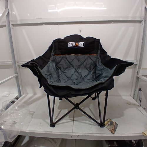 OVERMONT OVERSIZED FOLDING CAMPING CHAIR FULLY PADDED WITH COOLER POCKET - 39" - GREY image 2
