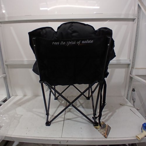 OVERMONT OVERSIZED FOLDING CAMPING CHAIR FULLY PADDED WITH COOLER POCKET - 39" - GREY image 3