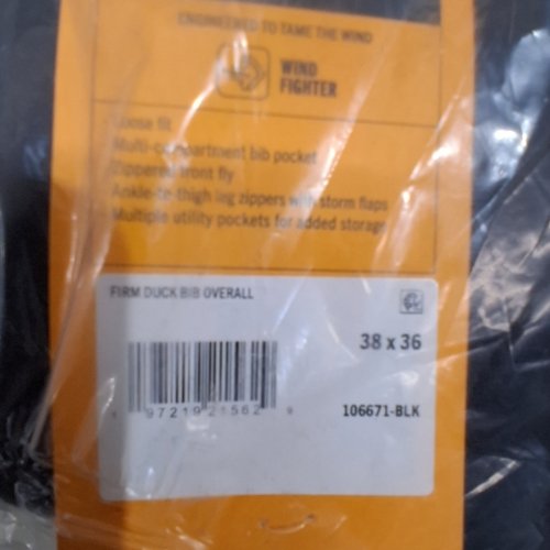 MEN'S CARHARTT LOOSE FIT FIRM DUCK BIB OVERALLS - 38W X 36 L - BLACK - (STYLE: 106671) image 3