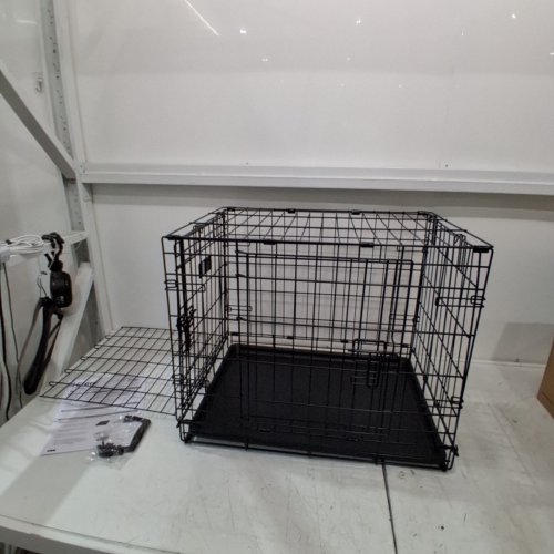 MIDWEST HOMES FOR PETS ICRATE METAL DOUBLE DOOR PET CRATE WITH DIVIDER PANEL AND FLOOR PAN - 24" L X 18" W - 19" H - BLACK (MODEL: 1524DD) image 2