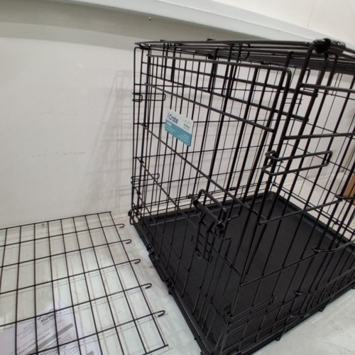 MIDWEST HOMES FOR PETS ICRATE METAL DOUBLE DOOR PET CRATE WITH DIVIDER PANEL AND FLOOR PAN - 24" L X 18" W - 19" H - BLACK (MODEL: 1524DD) image 3