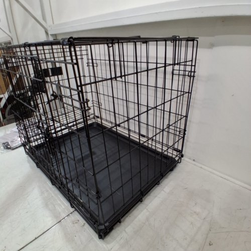 MIDWEST HOMES FOR PETS ICRATE METAL DOUBLE DOOR PET CRATE WITH DIVIDER PANEL AND FLOOR PAN - 24" L X 18" W - 19" H - BLACK (MODEL: 1524DD) image 4
