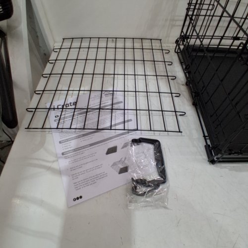 MIDWEST HOMES FOR PETS ICRATE METAL DOUBLE DOOR PET CRATE WITH DIVIDER PANEL AND FLOOR PAN - 24" L X 18" W - 19" H - BLACK (MODEL: 1524DD) image 7