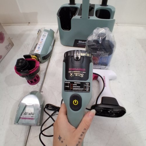 SHARK STAINFORCE CORDLESS HANDHELD CARPET/UPHOLSTERY STAIN CLEANER - BLUE\GREEN (MODEL: HX101C) image 2