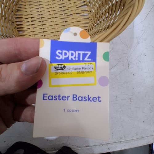 SPRITZ WOVEN PLASTIC EASTER BASKET - 12" - TAN (STYLE: T1275) image 3