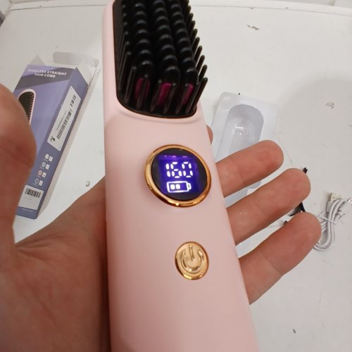 MGE MINI CORDLESS TRAVEL HAIR STRAIGHTENER BRUSH - 9 HEAT SETTINGS - PINK/ROSE GOLD (MODEL: MGE-031) image 2