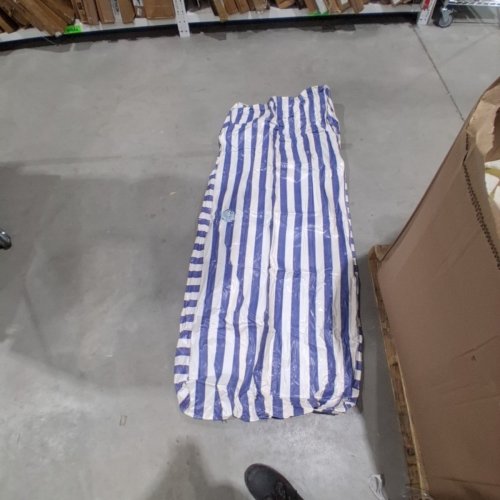 HEARTH & HAND WITH MAGNOLIA INFLATABLE POOL FLOAT - 72" X 24" X 20" - BLUE AND WHITE STRIPED image 2