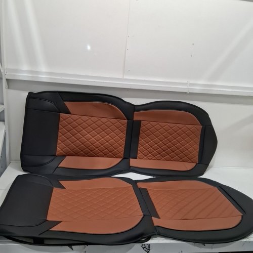8PC FREESOO TRUCK SEAT COVERS FOR 2019-2025 DODGE RAM 1500 CREW CAB - BLACK/BROWN image 3