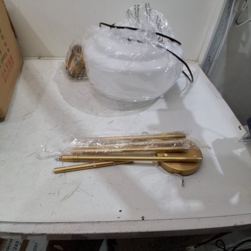 ZYZWMB GLASS DOMECHANDELIER DINING ROOM LIGHT FIXTURE - 15.75" - GOLD AND WHITE image 2