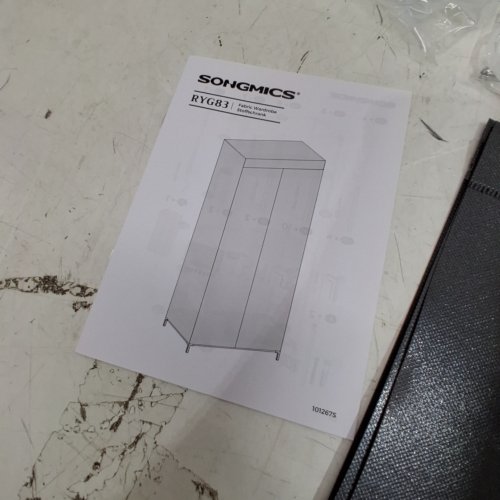 SONGMICS PORTABLE CLOSET WITH HANGING RODS AND SHELVES - 35 X 18" - GREY/BLACK - (MODEL:RYG83H) image 4