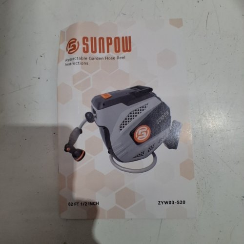 SUNPOW RETRACTABLE GARDEN HOSE REEL - 1/2" - 82FT - GREY/SILVER (MODEL: ZYW03-S20) image 4