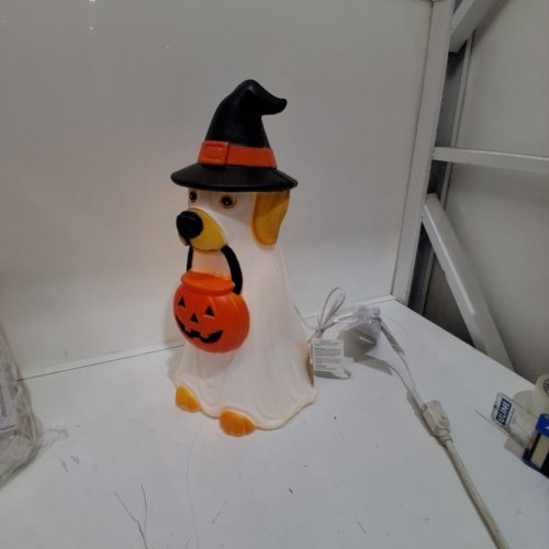 WAY TO CELEBRATE! HALLOWEEN LIGHT -UP DOG GHOST DECORATION - 18" - WHITE, ORANGE AND BLACK image 4