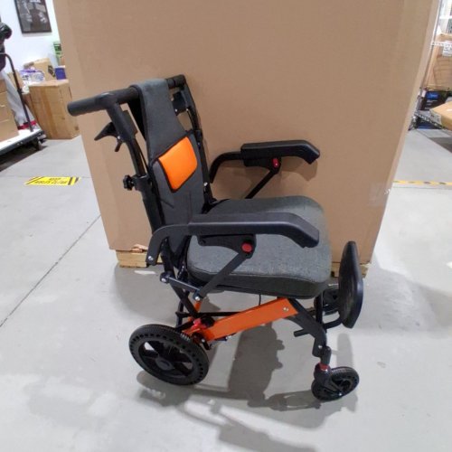 LIGHTWEIGHT PORTABLE FOLDABLE TRANSPORT WHEELCHAIR WITH LOCKING HANDBRAKE AND FLIP ARMRESTS - 220 LBS CAP - GREY image 8