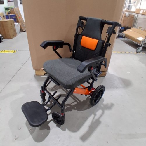 LIGHTWEIGHT PORTABLE FOLDABLE TRANSPORT WHEELCHAIR WITH LOCKING HANDBRAKE AND FLIP ARMRESTS - 220 LBS CAP - GREY image 9