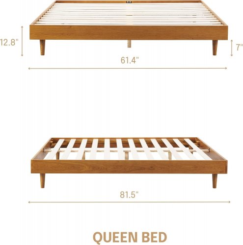 NTC FLY WOODEN BED FRAME WITHOUT HEADBOARD - QUEEN - RUSTIC OAK image 2
