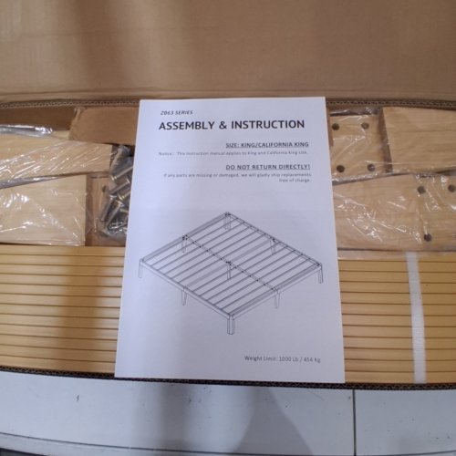 SEMENTA BAMBOO WOODEN PLATFORM BEDFRAME WITH METAL SLATS - RAISED 12" - KING - BEIGE (MODEL: ZB6305-12) image 4