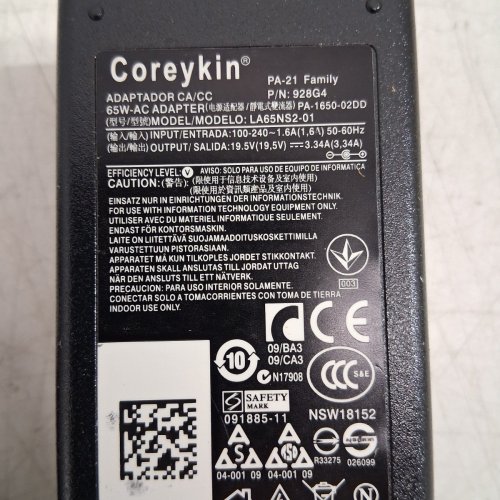 COREYKIN LAPTOP CHARGER COMPATIBLE WITH DELL INSPIRON - 65W - BLACK (MODEL:LA65NS2-01) image 3
