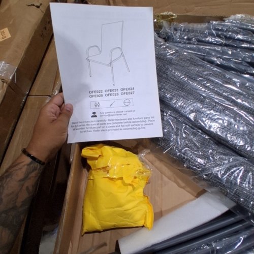 4PK OUTDOOR PATIO STACKING CHAIRS - GREY (MODEL: OFE026GD) image 3