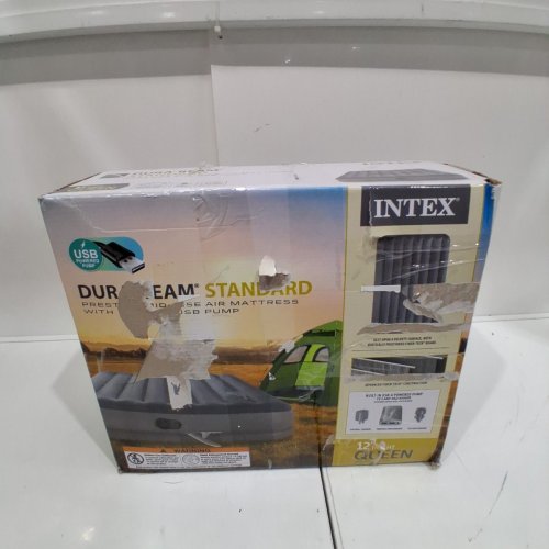 INTEX DURA-BEAM PRESTIGE AIR MATTRESS WITH BUILT IN USB PUMP - 12" RAISED - QUEEN - GREY (MODEL: 64114E) image 6