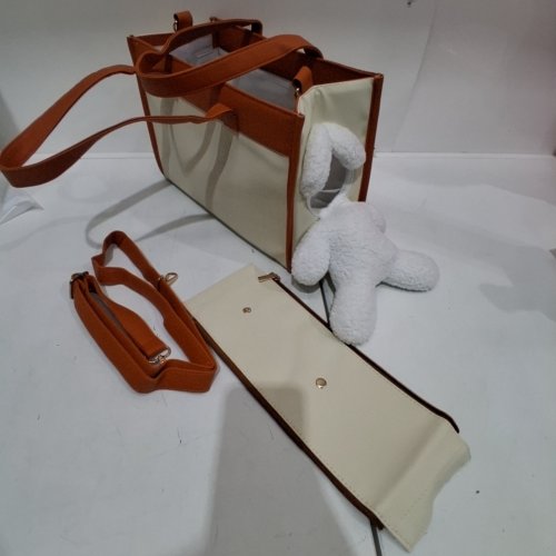 SMALL PET CARRIER BAG - 13.4" X 9" X 5.5" - BROWN/CREAM image 2