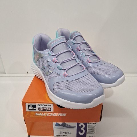 GIRL'S SKECHERS SNEAKERS - SIZE 3 - LAVENDER/TEAL/PINK/WHITE (STYLE: 2001659) image 2