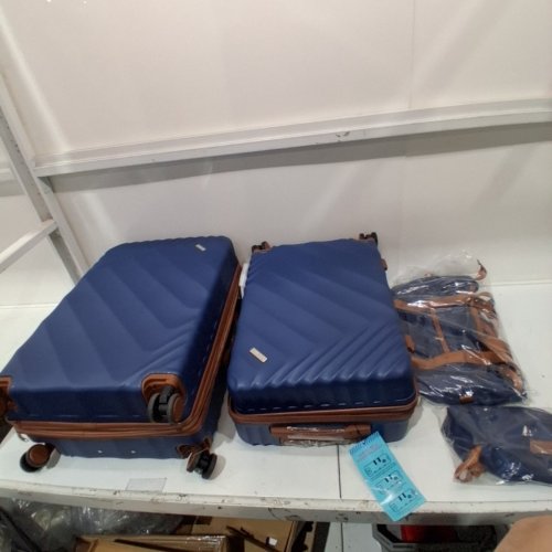 4PC ROSAMO HARDSIDE EXPANDABLE LUGGAGE SET WITH TSA LOCK AND BAGS - 28"/20" - DARK BLUE/BROWN image 3