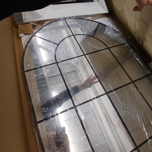 ARCHED WALL-MOUNTED MIRROR WINDOW PANE - 30" X 48" - BLACK (MODEL: JZ-WG-YH-H) image 3