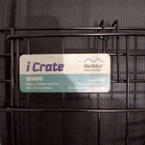 MIDWEST ICRATE FOLDING METAL DOG CRATE WITH DIVIDER PANEL - XXS - 18" X 13" X 14"- BLACK (MODEL: 1518DD) image 3