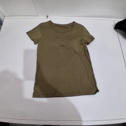 WOMEN'S SHORT SLEEVE T-SHIRT WITH BUILT IN BRA - SMALL - OLIVE image 2