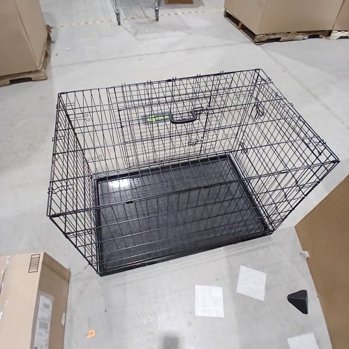 YAHEETECH FOLDABLE DOUBLE DOOR DOG CRATE WITH REMOVABLE TRAY, PERFECT FROM PUPPY'S TO ADULTS - 42" X 24" X 26" - BLACK (MODEL: 593333/614627 BLACK) image 2