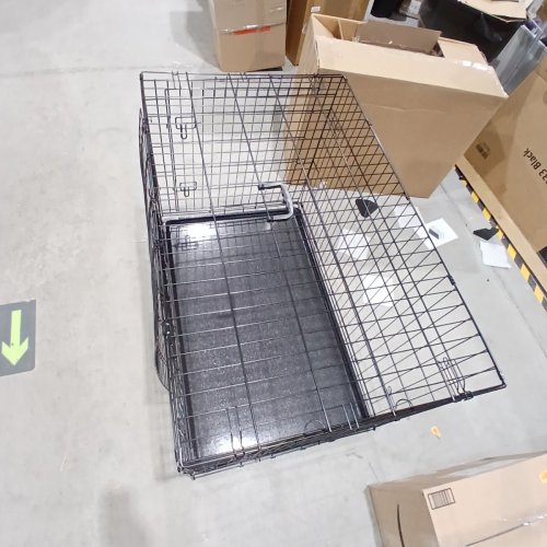 YAHEETECH FOLDABLE DOUBLE DOOR DOG CRATE WITH REMOVABLE TRAY, PERFECT FROM PUPPY'S TO ADULTS - 42" X 24" X 26" - BLACK (MODEL: 593333/614627 BLACK) image 3